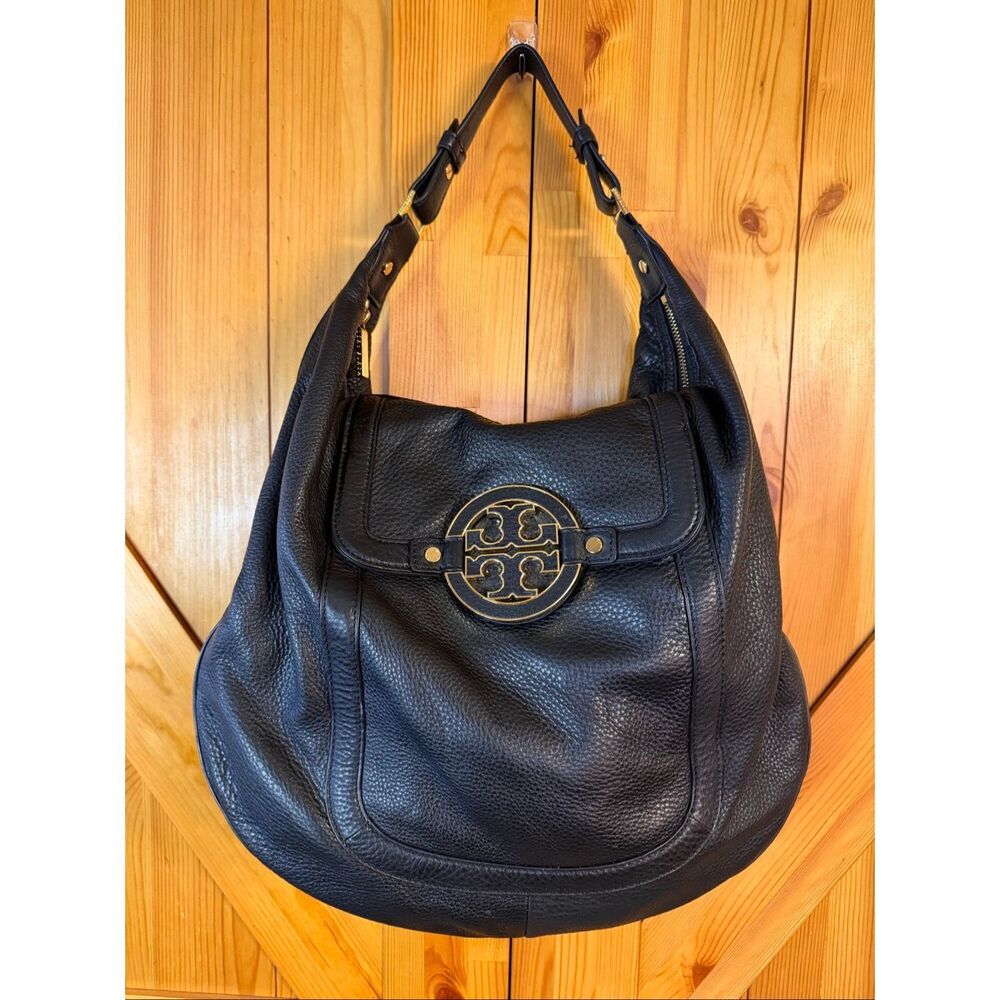 Tory Burch Black Leather Hobo Shoulder Bag